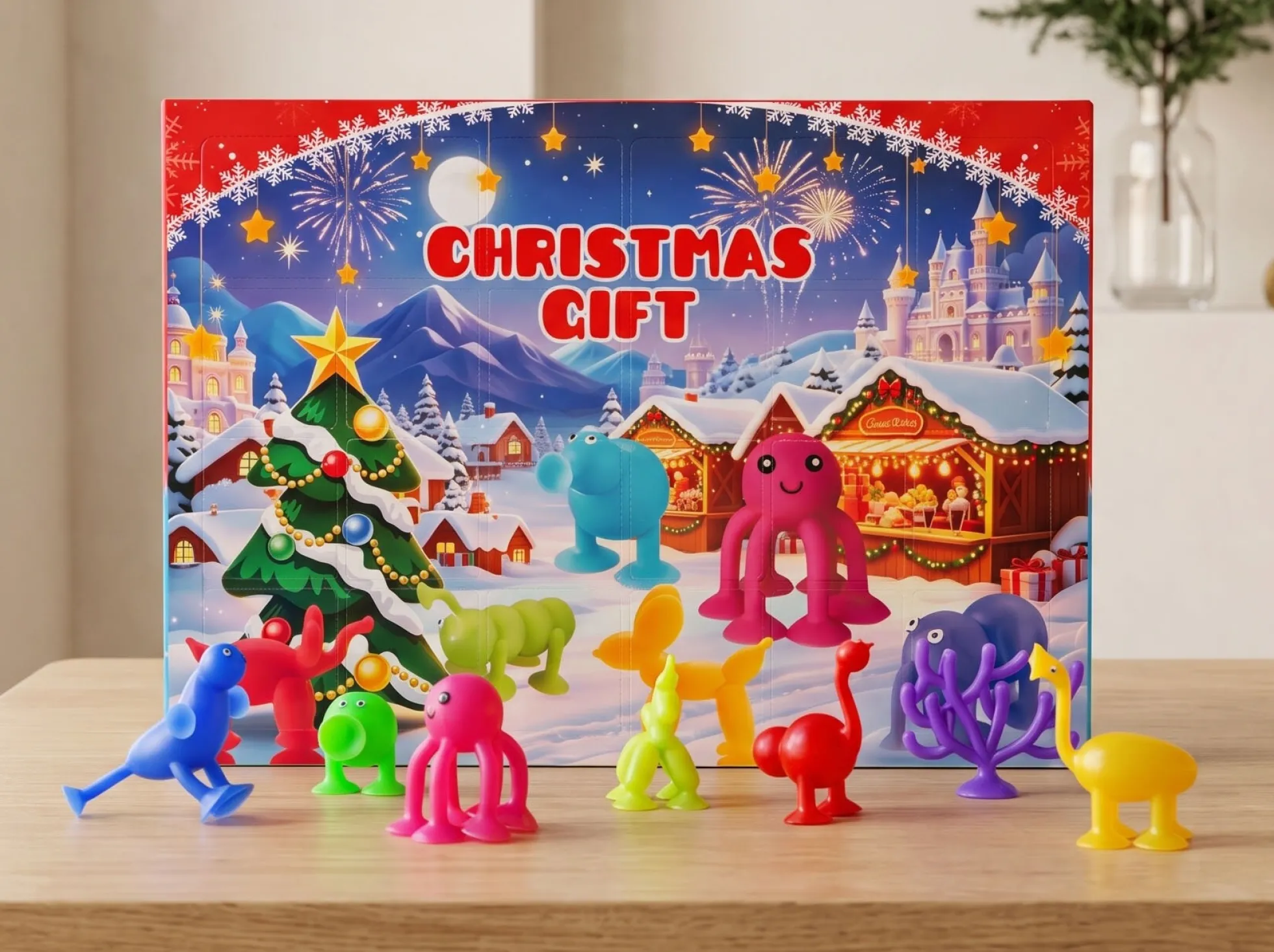 Adventskalender mit Saugnapfspielzeug