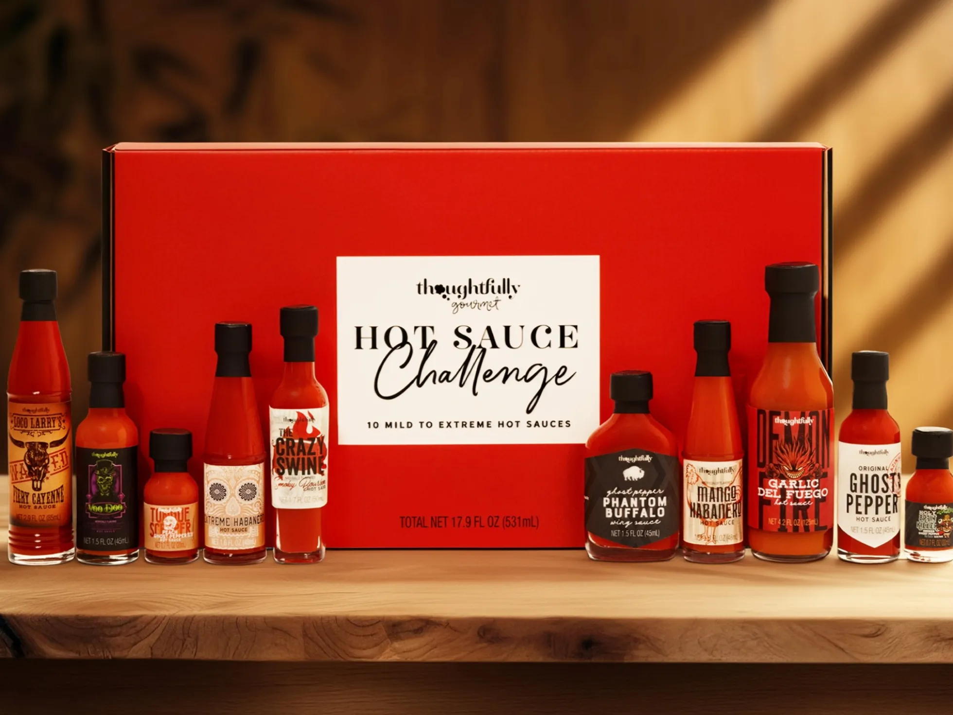 Geschenkbox mit scharfen Soßen: Hot Sauce Challenge – Thoughtfully