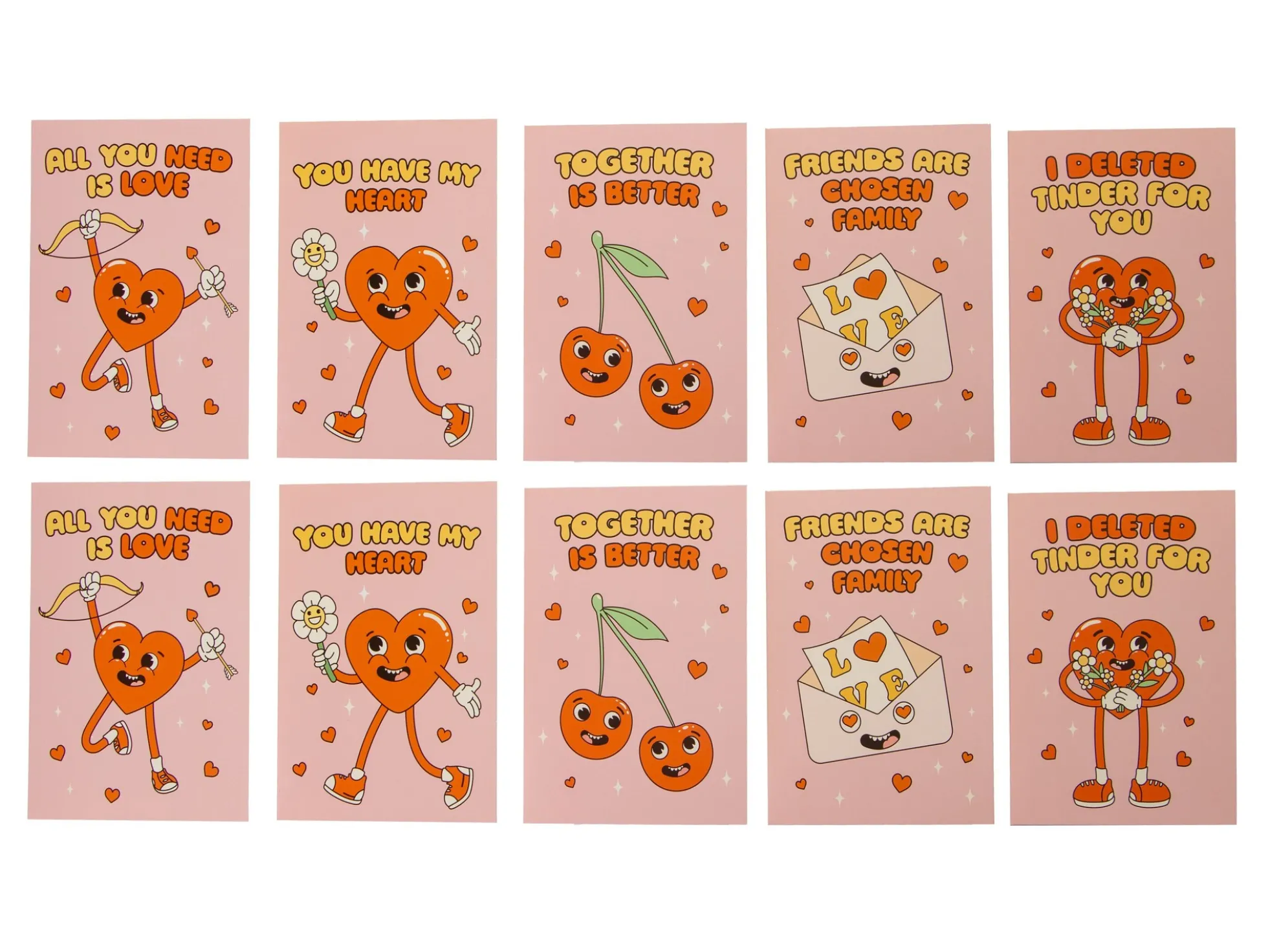 Grußkarten Retro Love - 10er-Pack