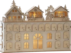 Holz-Adventskalender mit Beleuchtung