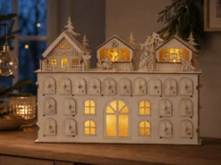 Holz-Adventskalender mit Beleuchtung