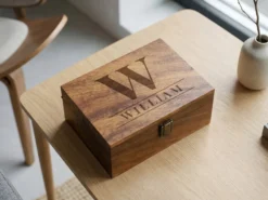 Holzkiste mit eigenem Text
