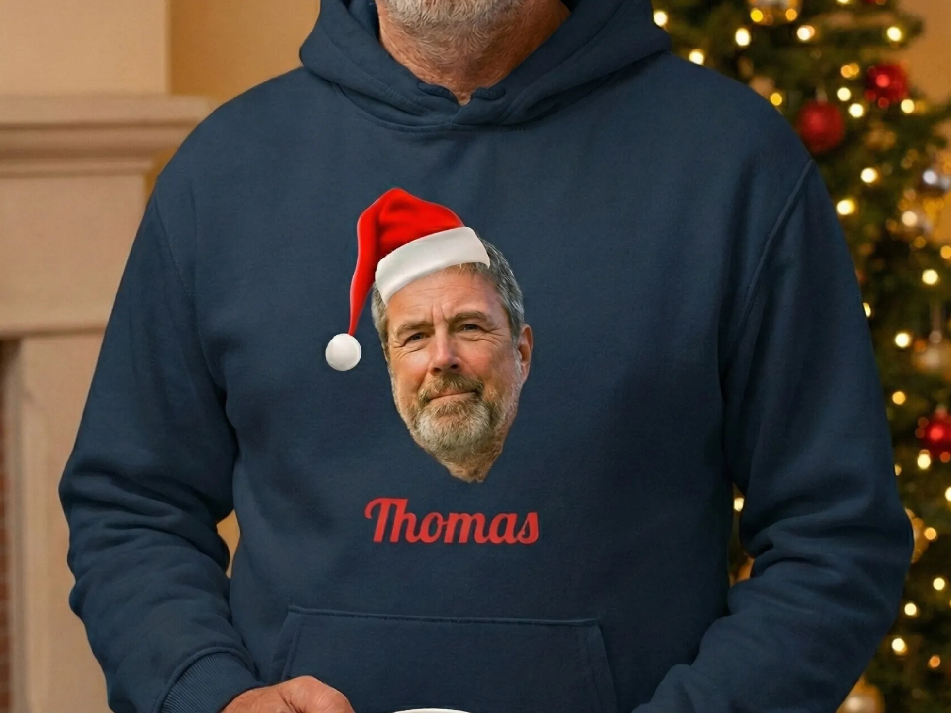 Hoodie mit eigenem Text – Weihnachtsdesign