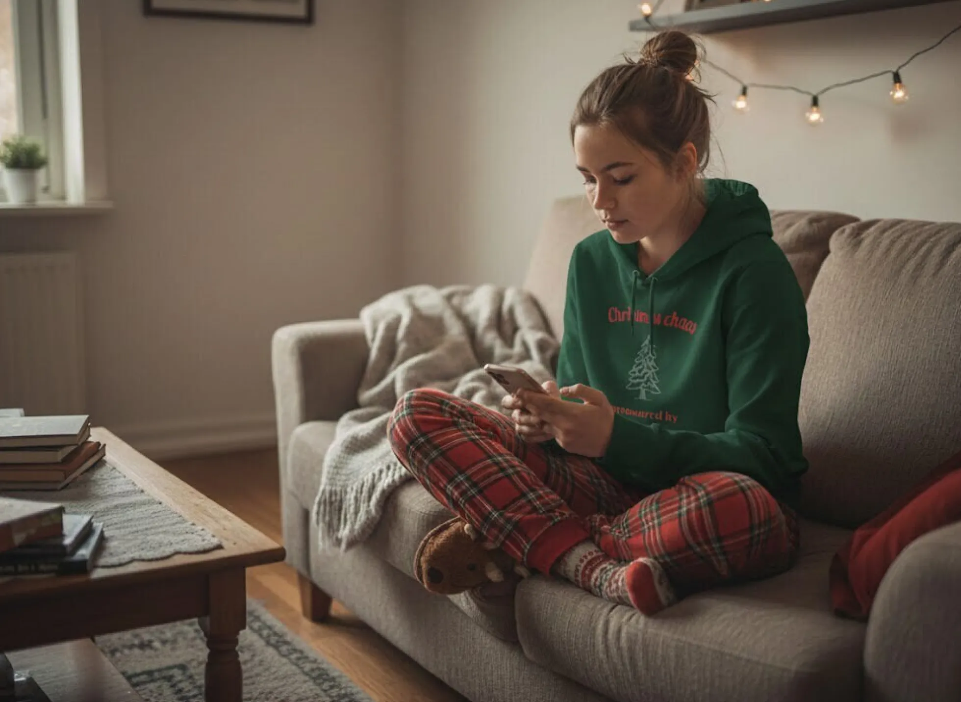 Hoodie mit eigenem Text – Weihnachtsdesign
