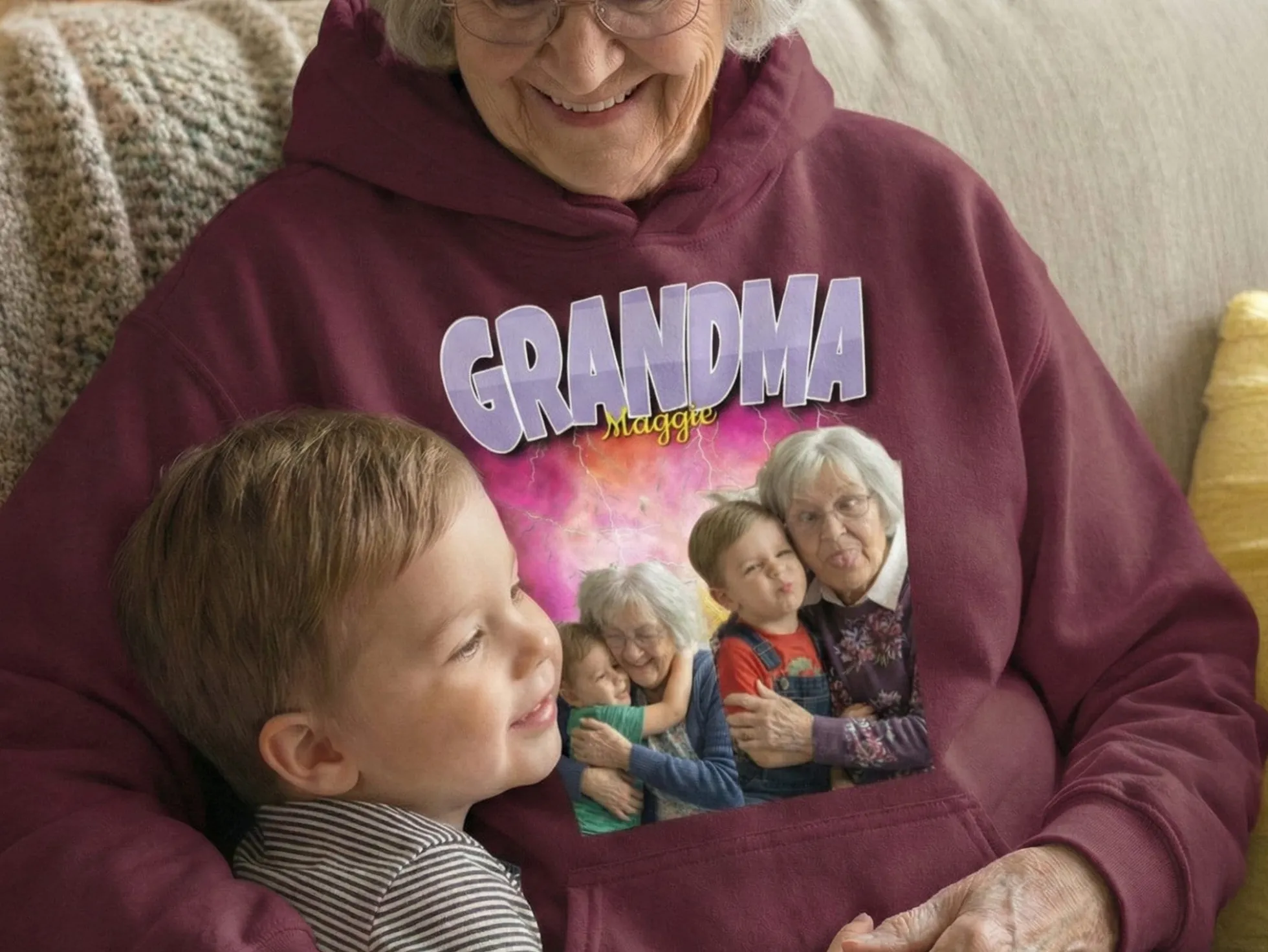 Hoodie mit Fotocollage - 90er Jahre Design