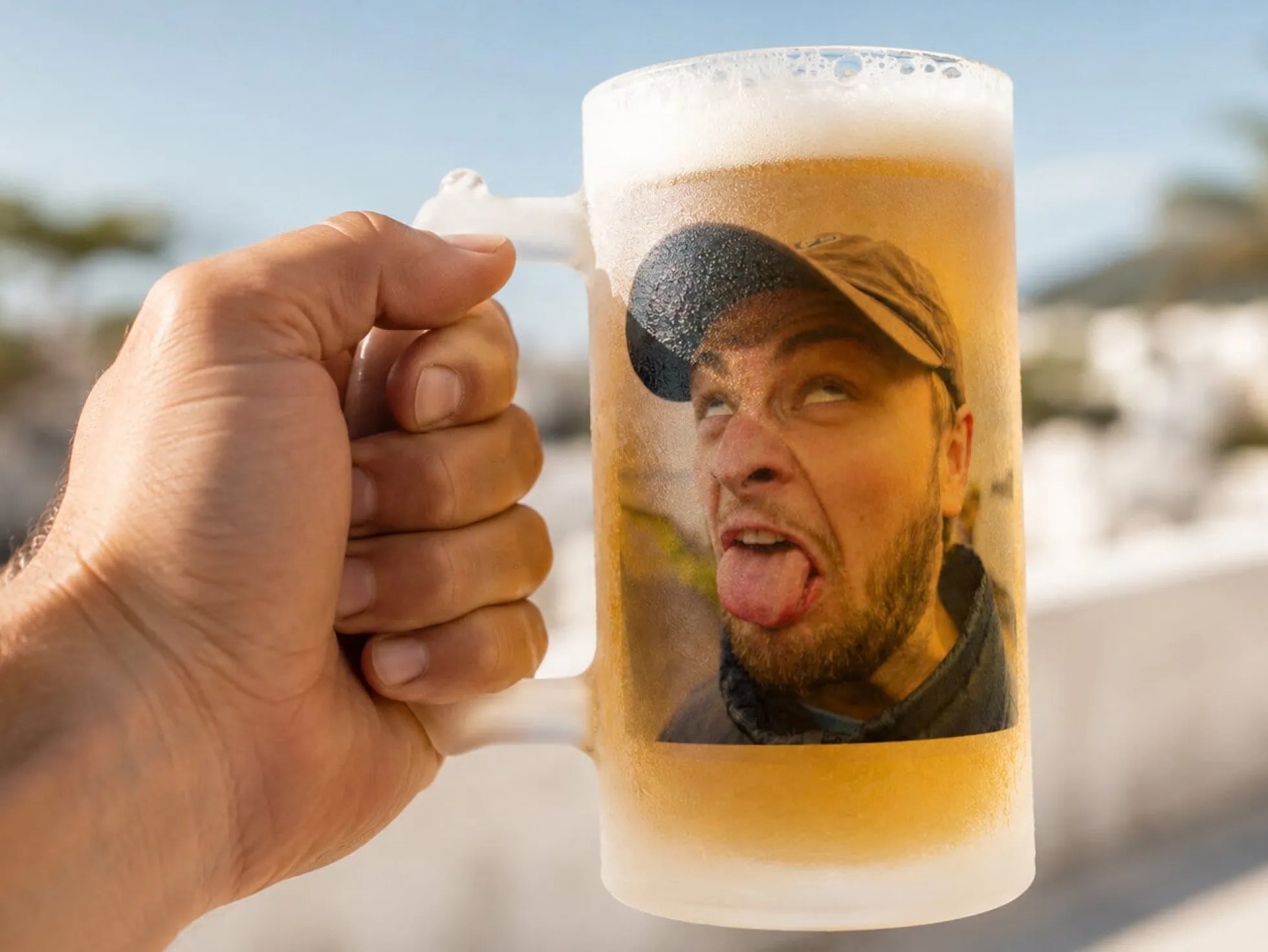 Mattiertes Bierglas mit eigenem Foto