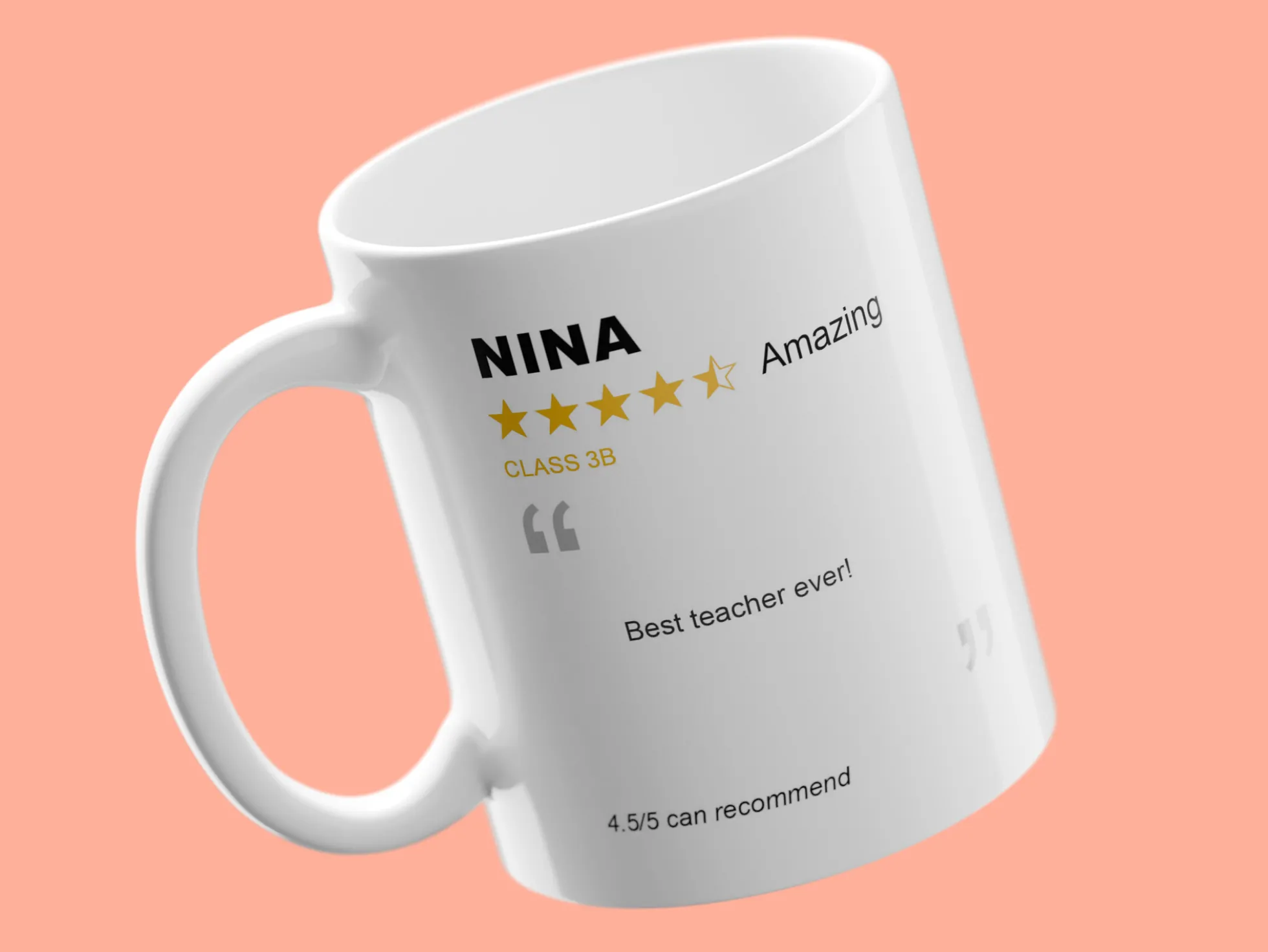 Persönliche Tasse mit Bewertung
