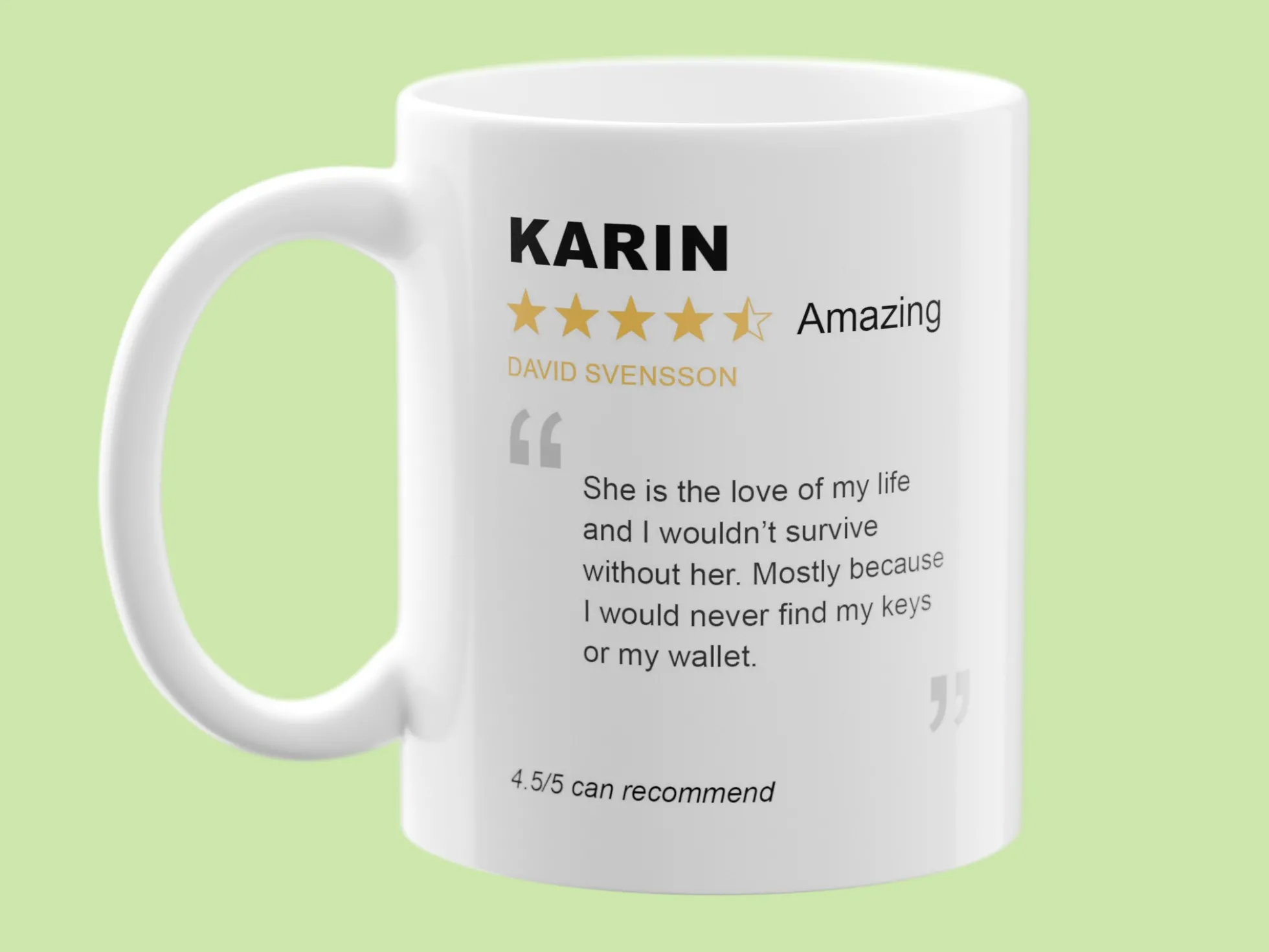 Persönliche Tasse mit Bewertung