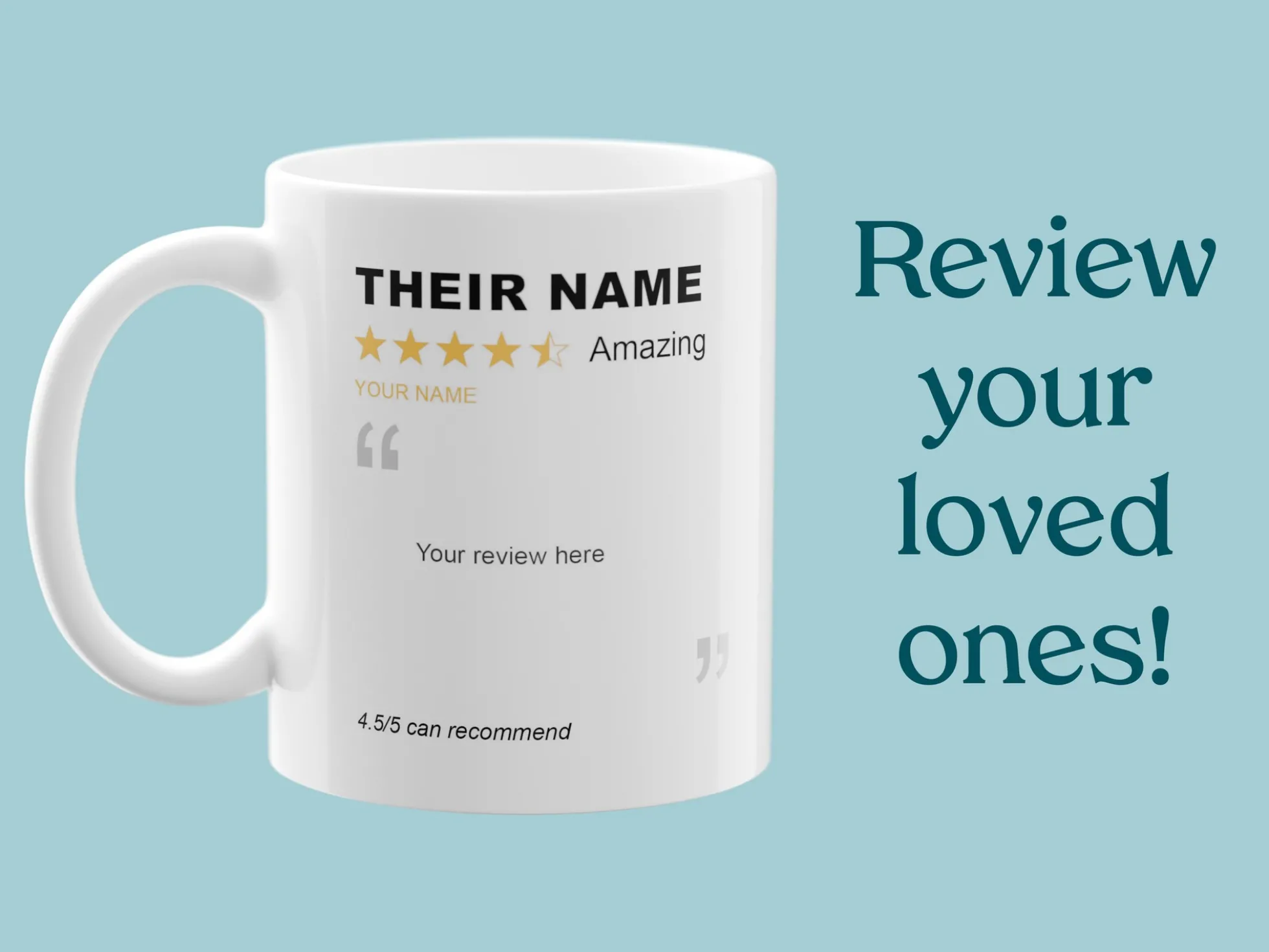 Persönliche Tasse mit Bewertung