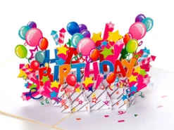 Pop-Up-Karte- Happy Birthday (beige Karte)