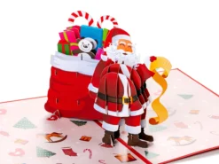 Pop-Up-Karte - Weihnachtskarte Weihnachtsmann Mit Geschenkesack