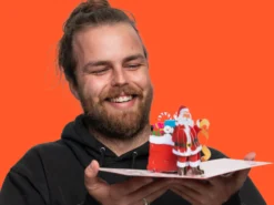 Pop-Up-Karte - Weihnachtskarte Weihnachtsmann Mit Geschenkesack