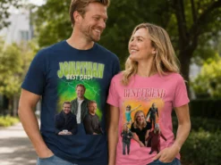 Premium T Shirt mit Fotocollage – 90s Design
