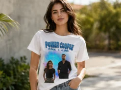 Premium T Shirt mit Fotocollage – 90s Design