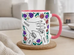 Tasse mit eigenem Text – Hand in Hand