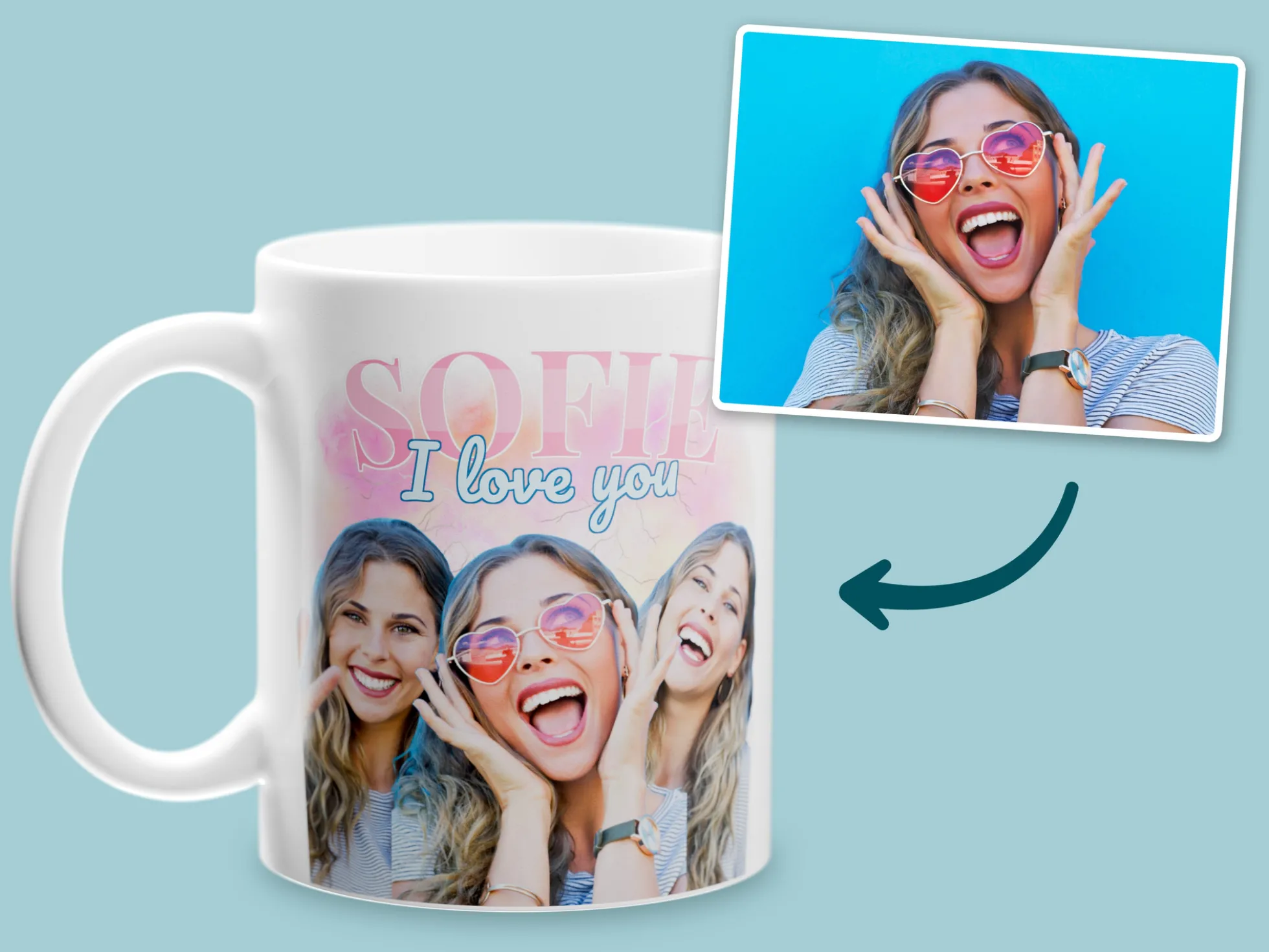Tasse mit Fotocollage – 90s-Design