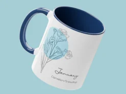 Tasse mit Monatsblume & Eigenem Text