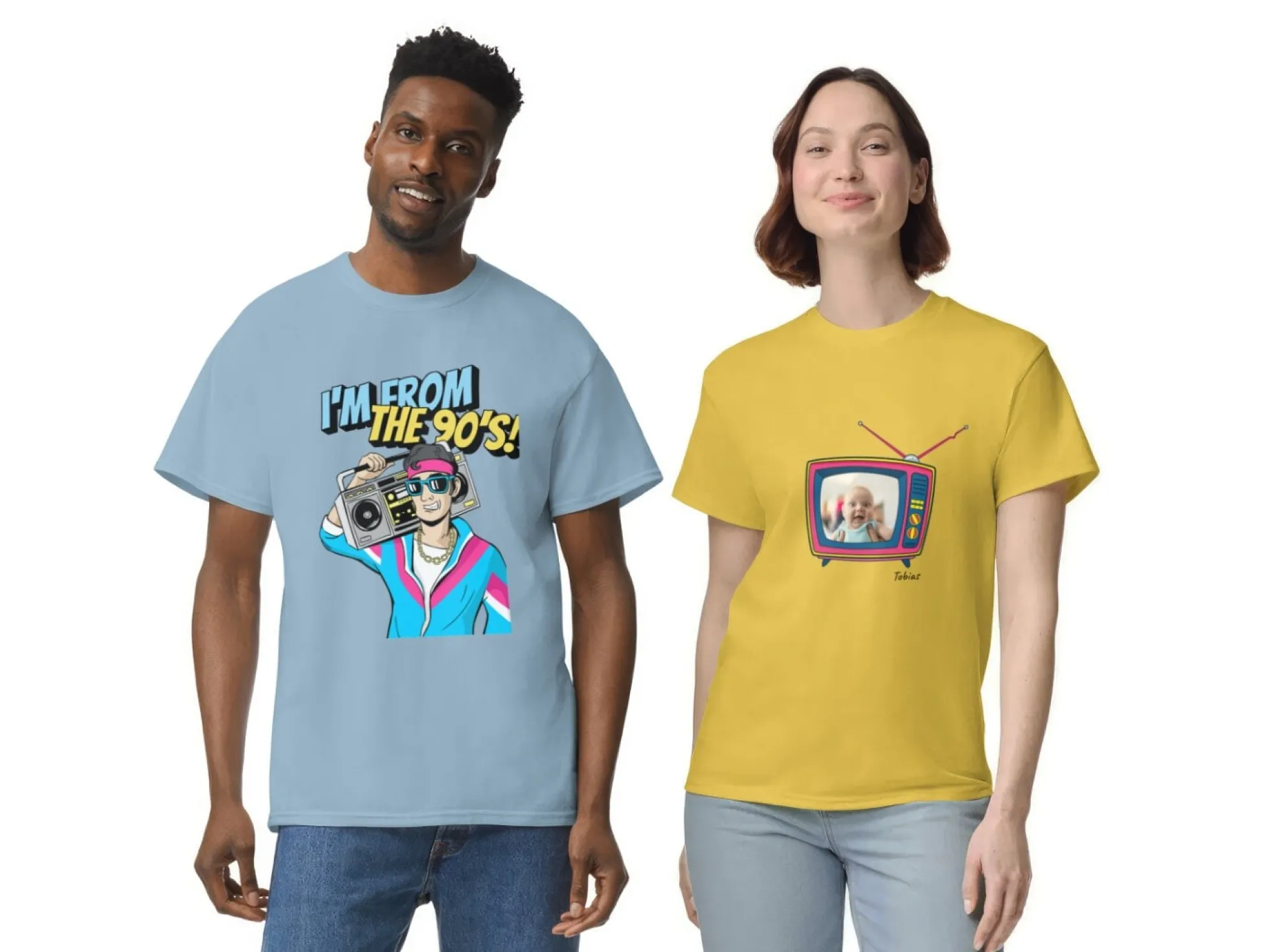 T-Shirt mit Fotocollage – 90er Jahre Design