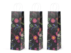 Weinbeutel 3er Pack - Elegante Blumen