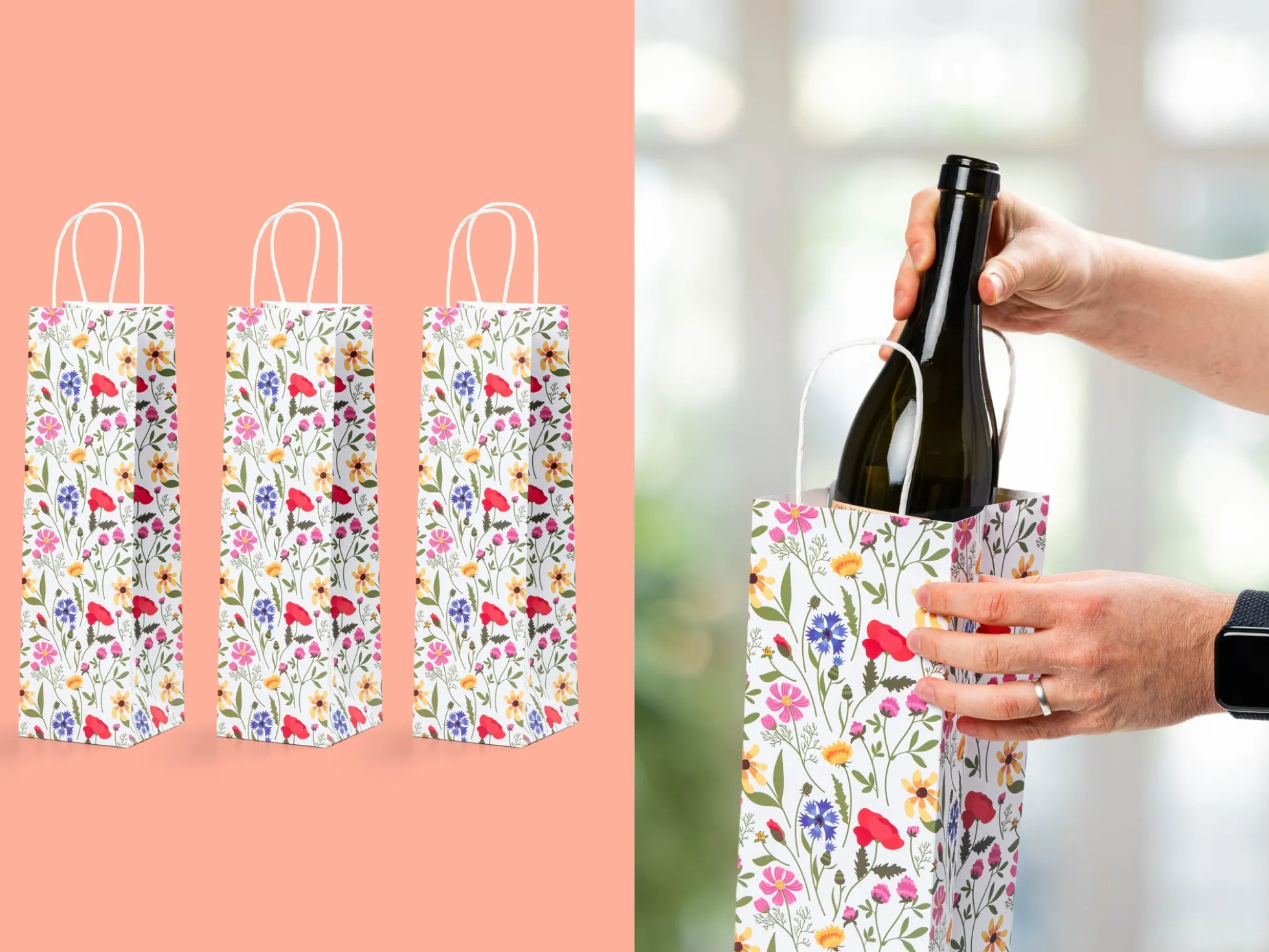 Weinbeutel 3er-Pack - Sommerblumen