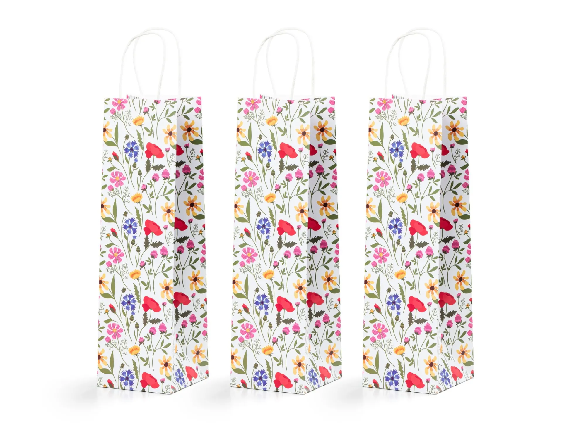 Weinbeutel 3er-Pack - Sommerblumen