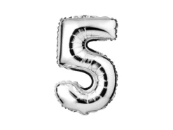Zahlenballon Silber 5